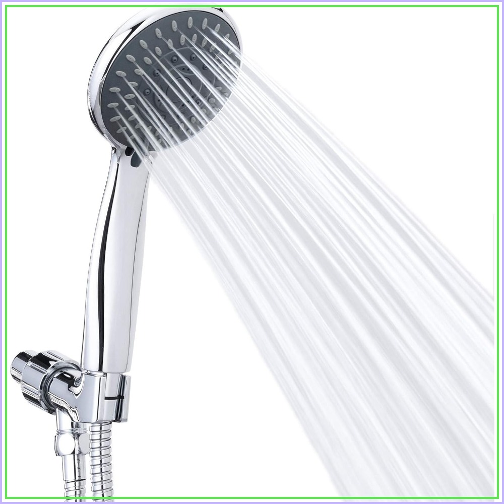 High Pressure Shower Head Handheld - 5段階設定の高圧ハンドヘルドシャワーヘッド、59インチのステンレス製ホースと調整可能なブラケット付き、低水圧でも強力な噴射力