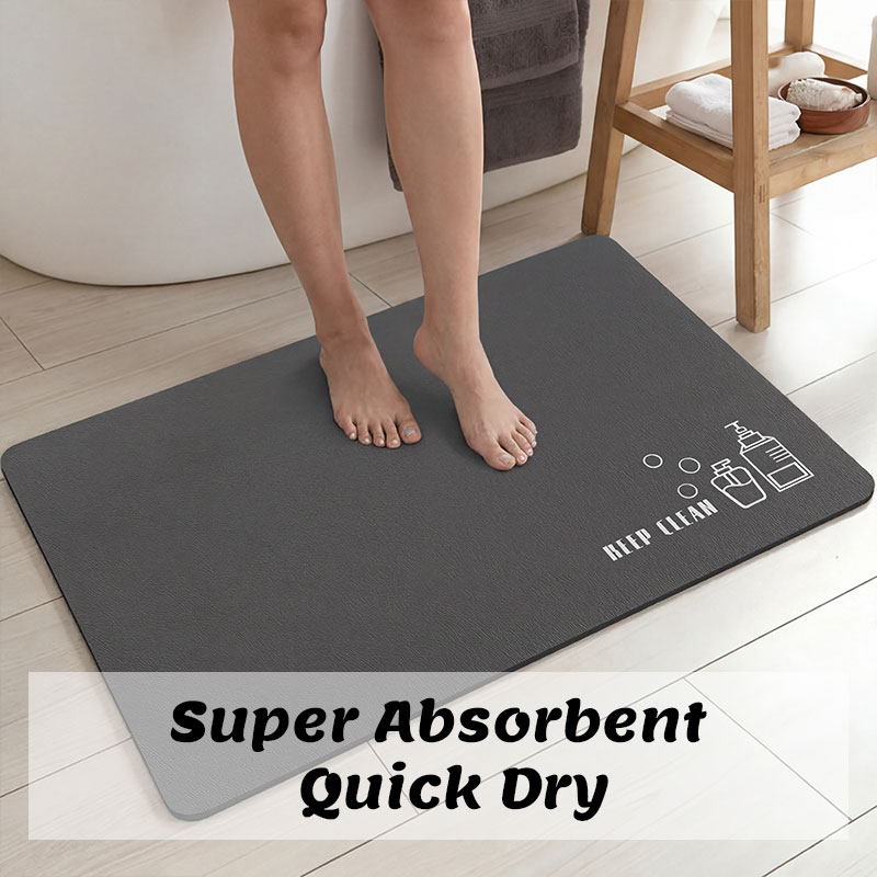 Quick Dry Diatomite Bath Mat - 珪藻土バスマット浴室吸収性滑り止めフロアマットフットカーペット速乾性シャワートイレキッチンラグドアマット洗える1個