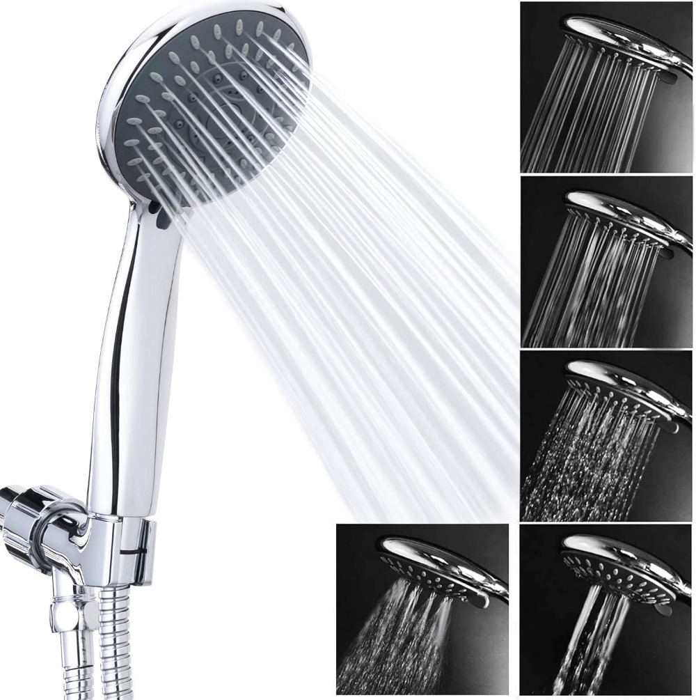 5段階設定の高圧ハンドヘルドシャワーヘッド、59インチのステ - High Pressure Shower Head Handheld のレビューと価格