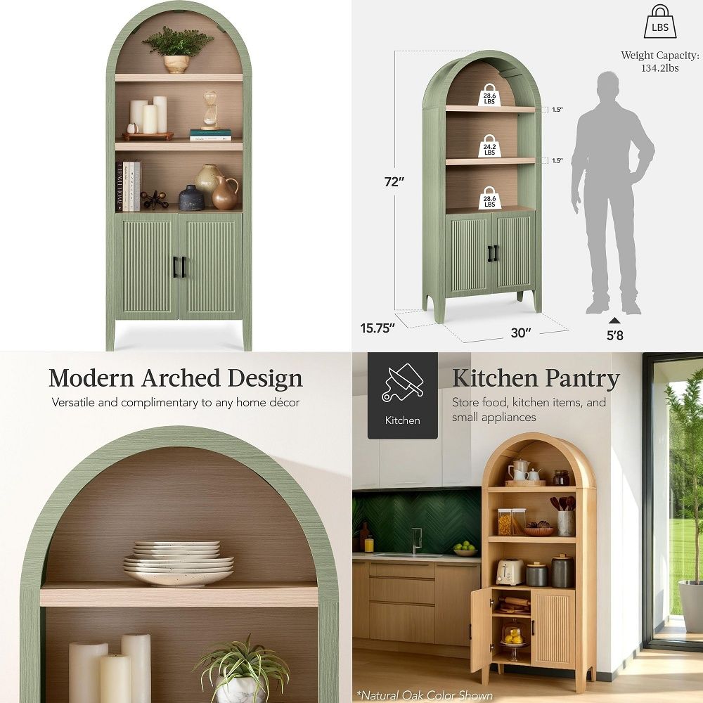 71インチの背の高いアーチ型キッチンパントリー、モダンファー - Kitchen のレビューと価格
