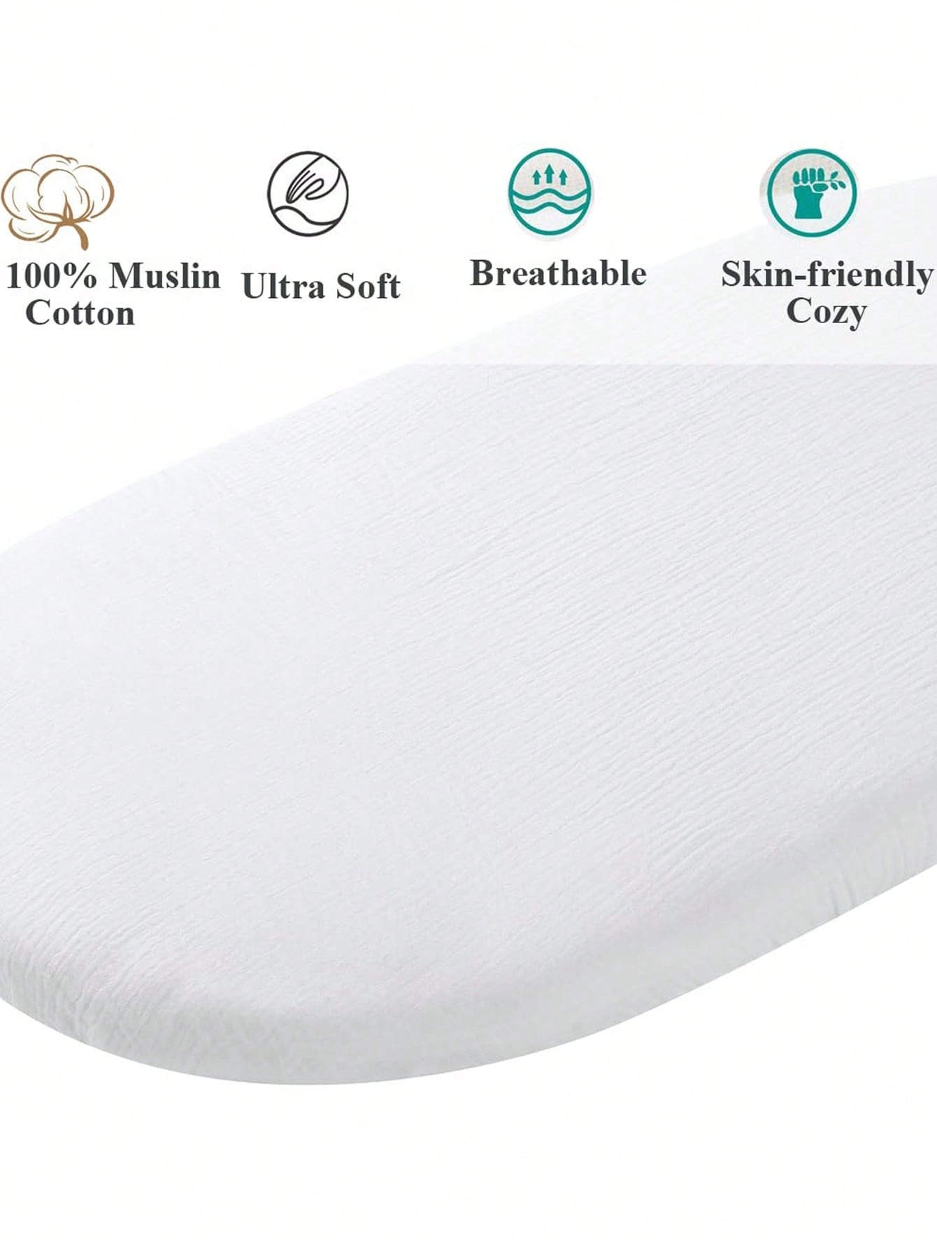 2枚組モスリンおむつ替えシートカバー、フィット式ベビーベッド - Muslin Cotton Bedspread のレビューと価格
