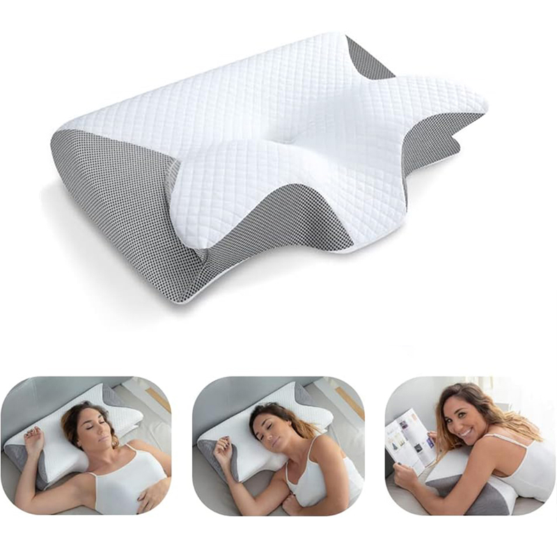 新しいメモリーフォーム頸椎枕 2 in 1 人間工学に基づい - Memory Foam Orthopedic Pillow Neck Pain のレビューと価格