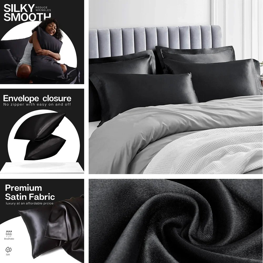 髪と肌用のサテン枕カバー 2 パック シルク枕カバーに似た非 - Satin Silk Pillowcase Hair Skin のレビューと価格