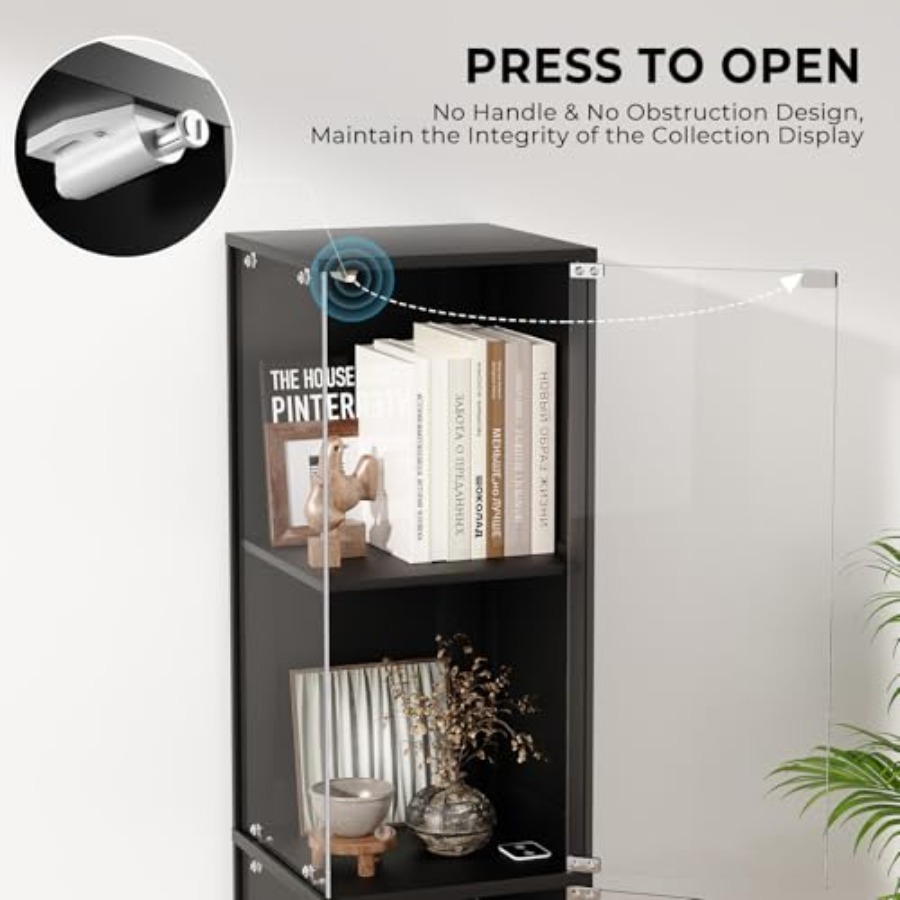 ガラス扉付きコーナーディスプレイキャビネット、ホワイトMDF - Lighting のレビューと価格