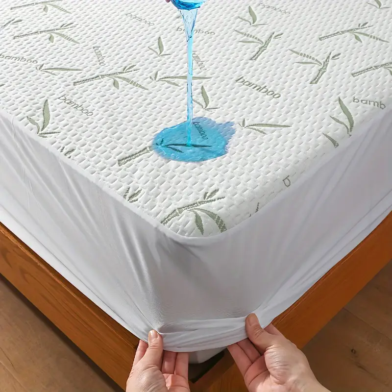 1pc 竹マットレスプロテクター、通気性と冷却マットレスカバ - Waterproof Mattress Protector Breathable のレビューと価格