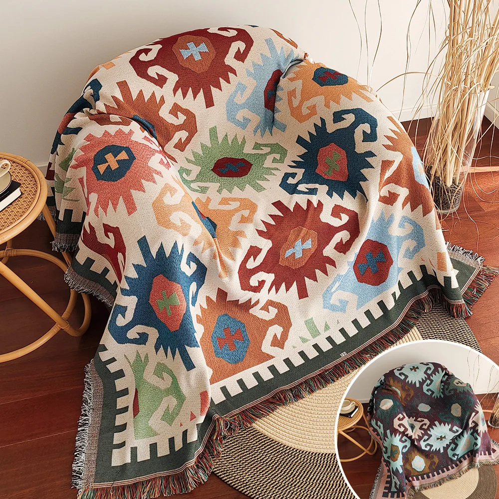 新しいソファブランケット、ボヘミアン風フリンジ付きスローブラ - Boho Throw Blanket Fringe のレビューと価格