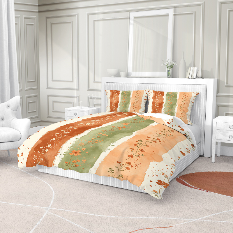 布団カバー水彩ストライプ花柄掛け布団カバー寝具セットフィラー - Aesthetic Floral Duvet Cover のレビューと価格