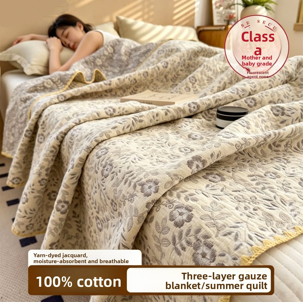 綿100%モスリンブランケット 通気性3層ガーゼ 夏用冷却ス - Muslin Cotton Bedspread のレビューと価格