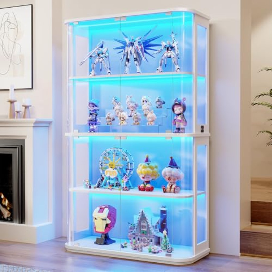 小売店用の丸型ディスプレイキャビネット、LEDライト付き強化 - Lighting のレビューと価格