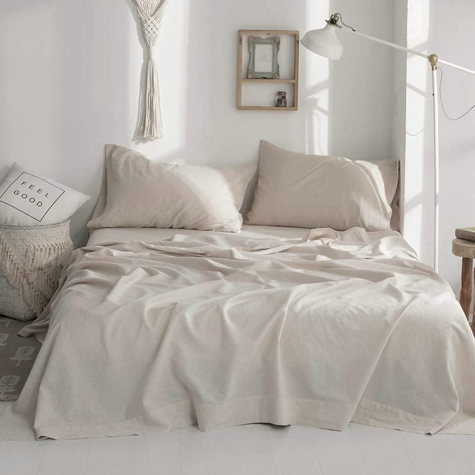 100％リネン製ソフトベッドシーツ、クイーンサイズシーツセッ - Fitted Bed Sheets Deep Pocket のレビューと価格