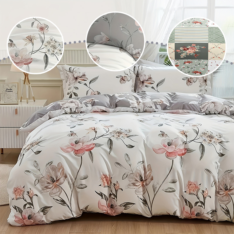 2/3ピース グリーンフローラル布団カバーセット クイーンサ - Aesthetic Floral Duvet Cover のレビューと価格