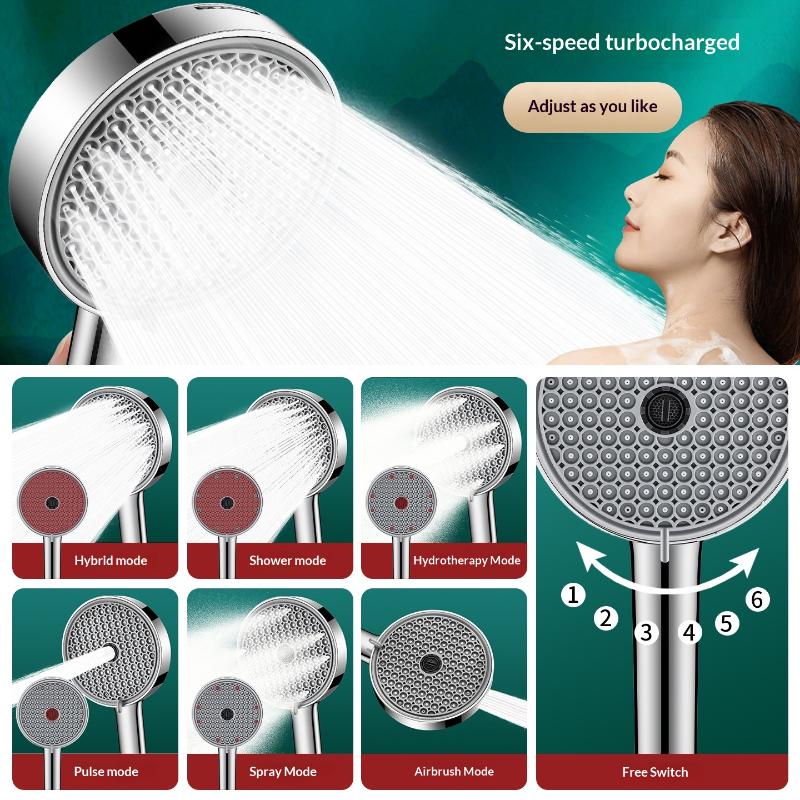 新6モード調整可能ハンドヘルドシャワーヘッド高圧節水シャワー - High Pressure Shower Head Handheld のレビューと価格