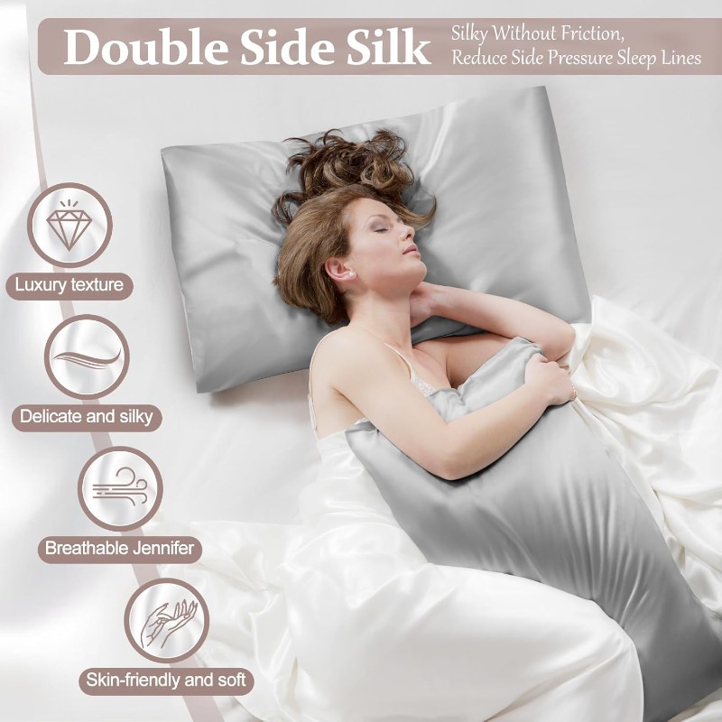 2枚組 サテンシルク枕カバー、髪と肌に優しい、コーラル枕カバ - Satin Silk Pillowcase Hair Skin のレビューと価格