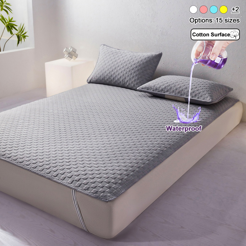 防水マットレスパッドカバー、4つのコーナーにゴムストラップ付 - Waterproof Mattress Protector Breathable のレビューと価格