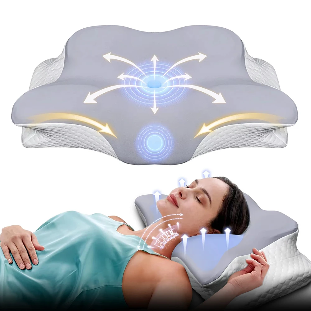メモリーフォーム枕 バタフライ型 リラックス効果のある頸椎用 - Memory Foam Orthopedic Pillow Neck Pain のレビューと価格
