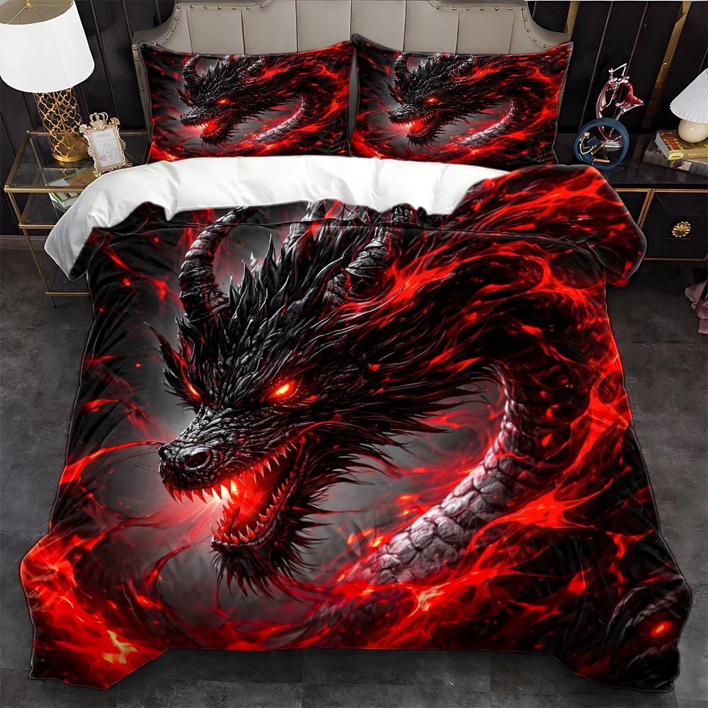 ダークドラゴン3点セット掛け布団カバーセット、オールシーズン - Duvet Cover Sets With Zipper のレビューと価格