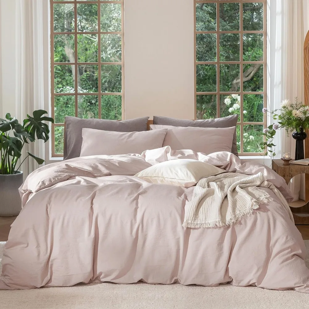 掛け布団カバーセット 100% ウォッシュドコットン クイー - Duvet Cover Sets With Zipper のレビューと価格