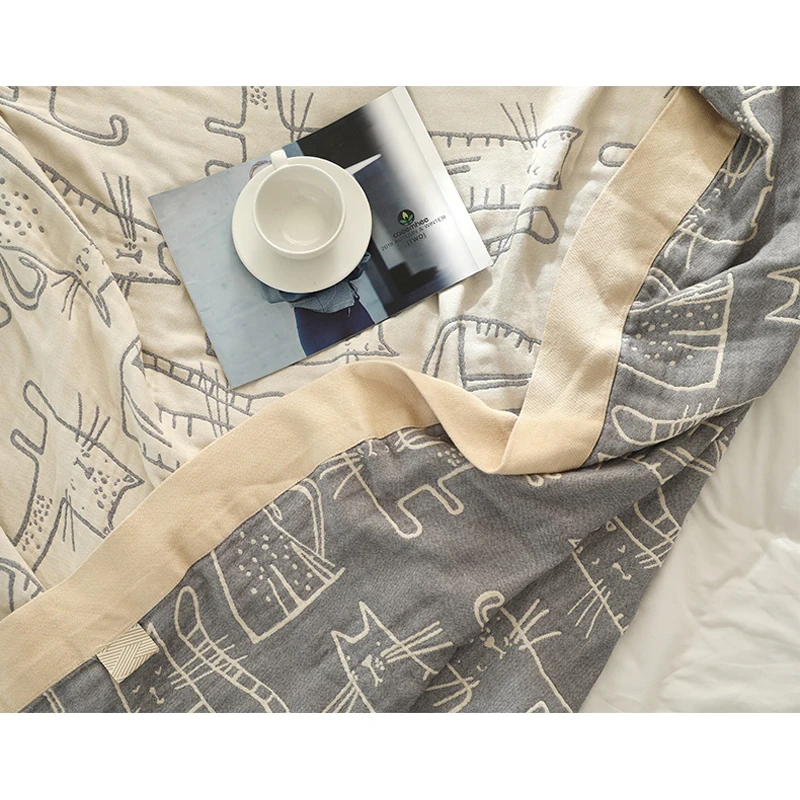 Wastart-純綿のツーピースキルトブランケット,漫画の猫 - Muslin Cotton Bedspread のレビューと価格