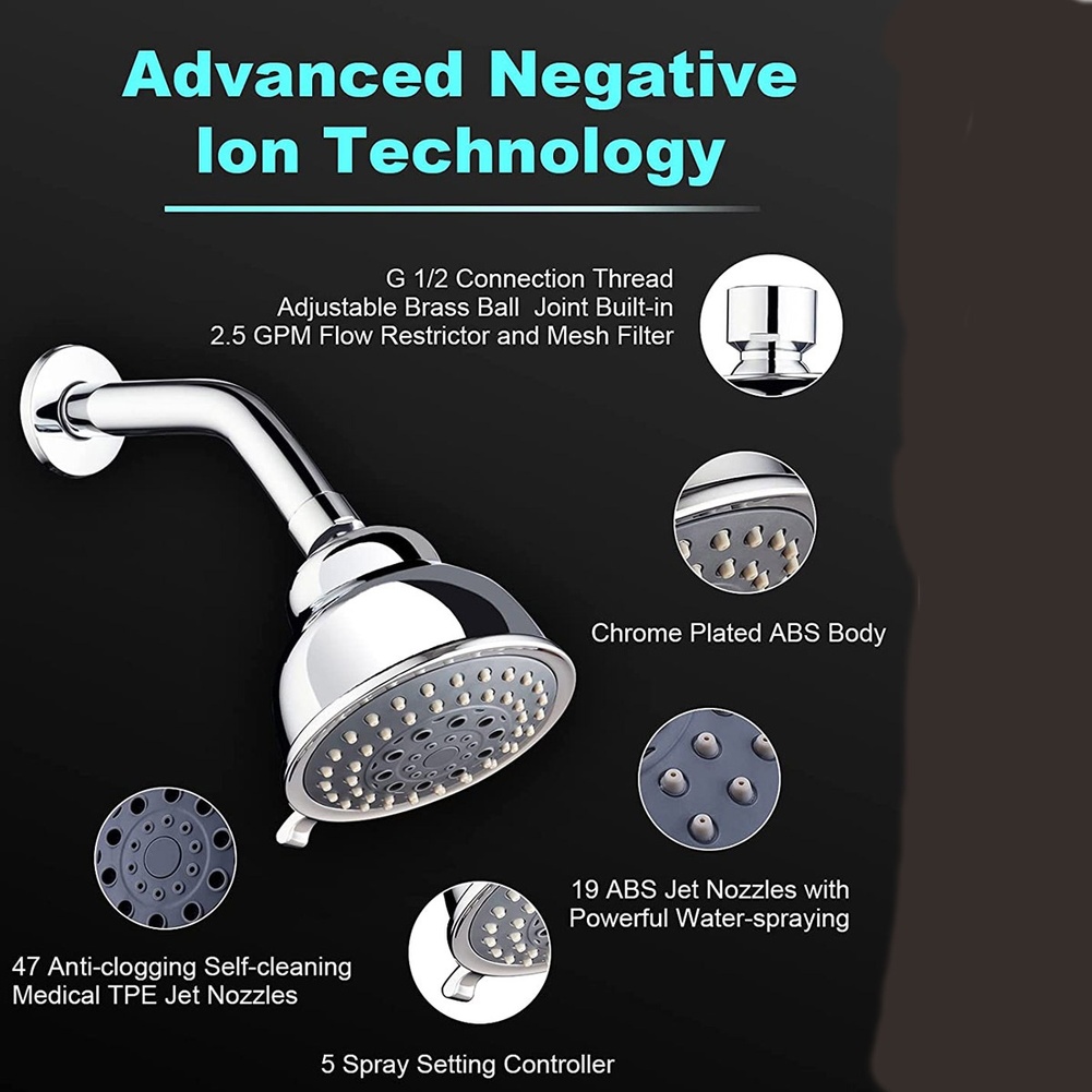高圧ハンドヘルドシャワーヘッド 5段階調整可能 節水 浴室シ - High Pressure Shower Head Handheld のレビューと価格
