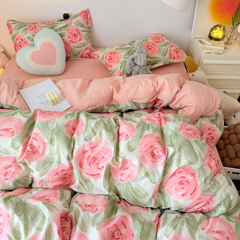 ピンクローズ布団カバーセットジッパーファッションガールズ 3 - Duvet Cover Sets With Zipper のレビューと価格