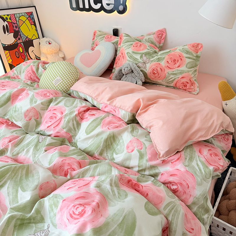 ピンクローズ布団カバーセットジッパーファッションガールズ 3 - Duvet Cover Sets With Zipper のレビューと価格