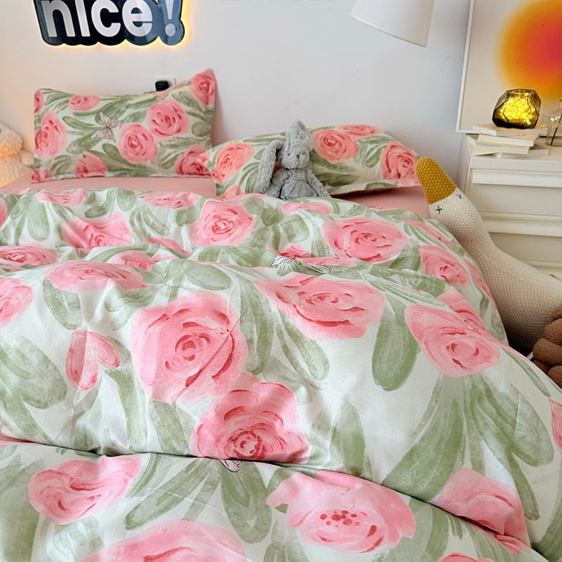 ピンクローズ布団カバーセットジッパーファッションガールズ 3 - Duvet Cover Sets With Zipper のレビューと価格