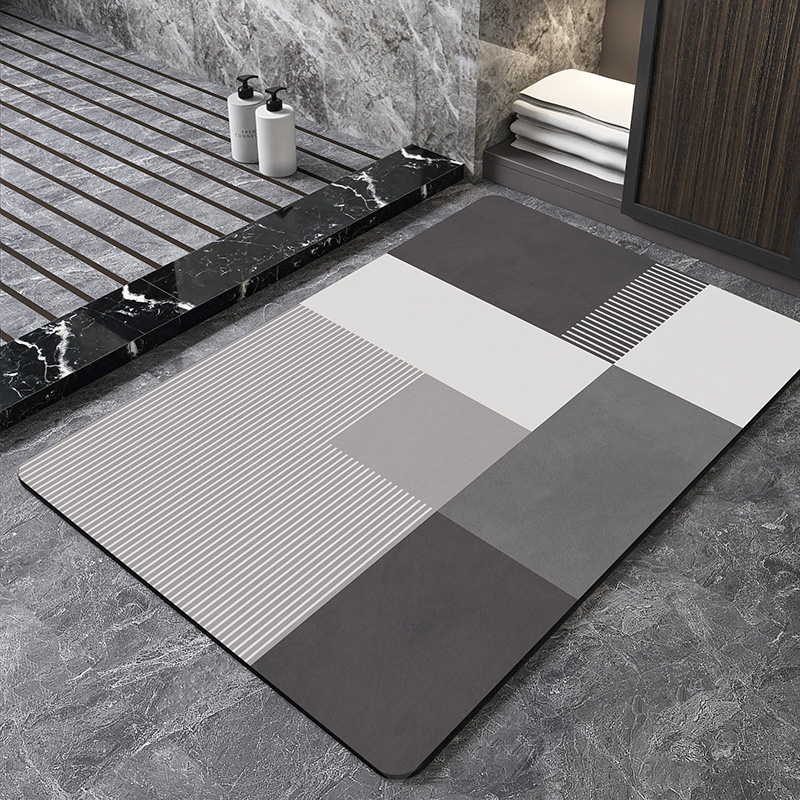 北欧幾何学模様珪藻土バスマット 浴室用超吸収性フットマット  - Quick Dry Diatomite Bath Mat のレビューと価格