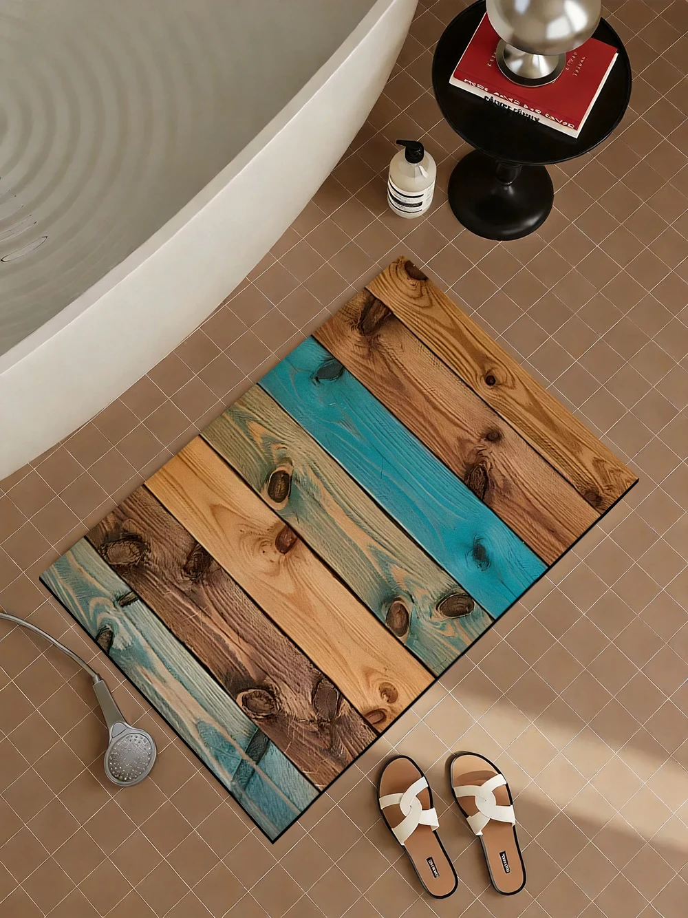 ヴィンテージ再生木材珪藻土バスマット、超吸水性、速乾性、滑り - Quick Dry Diatomite Bath Mat のレビューと価格